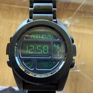 Nixon The Unit Stainless Steel Black and Green Digital Watch